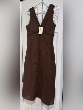 Universal Thread Chocolate Brown Sleeveless V-Neck Maxi Dress size Small NWT